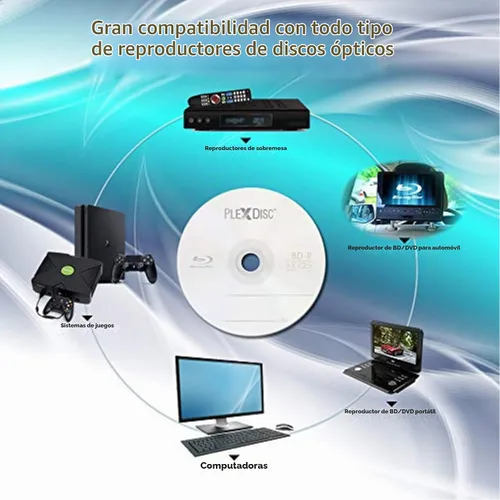 Vista 3 de 633-814 Disco grabable de una sola capa con logotipo Blu-ray de 25 GB 6X BD-R, husillo de 50 discos