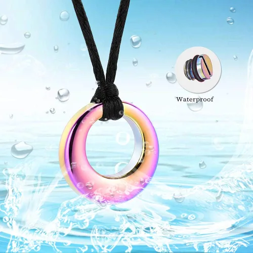 Vista 2 de Hearbeingt Collar de urna de cremación para cenizas para mujeres y hombres, colgante conmemorativo con cristal circular, Acero inoxidable, Acero
