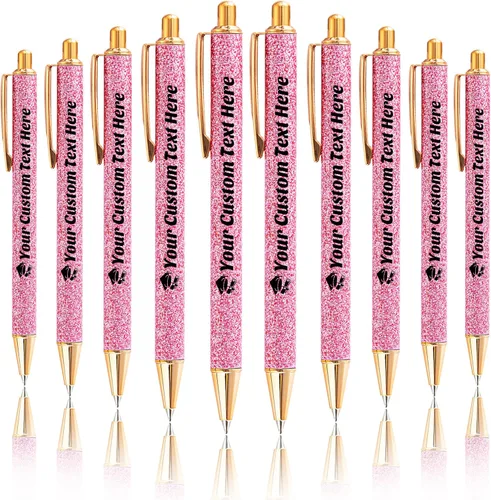 Vista 34 de 10 bolígrafos personalizados con purpurina, bolígrafos impresos personalizados a granel, bolígrafos retráctiles de tinta negra para graduación