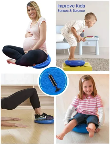Vista 4 de Cojín de estabilidad inflado, cojín de asiento de equilibrio de yoga para aliviar el dolor, recuperación del suelo pélvico, entrenamiento