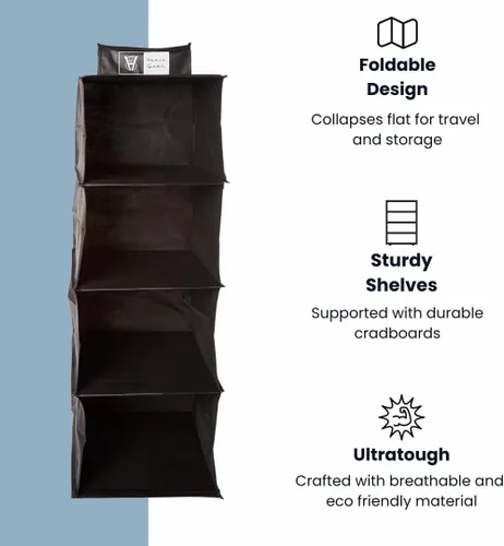 Vista 7 de Homie Gear - Organizador para colgar en la pared, 4 estantes de almacenamiento, sistema de almacenamiento de organización de armarios para gorras