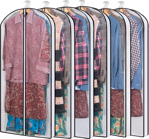 Vista 11 de Mskitchen Almacenamiento de ropa colgante con fundas reforzadas de 4 pulgadas (juego de 6) – Traje transparente, suéter, camisa, protectores