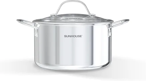 Vista 16 de SUNHOUSE - Olla de acero inoxidable de tres capas de 3.4 cuartos de galón, olla de cocina de pasta con tapa visible para sopa, verduras, utensilios