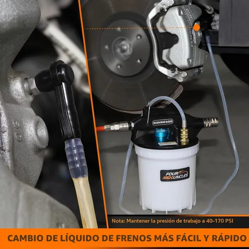 Vista 4 de FOUR UNCLES 2L Kit de bomba de vacío de purga de frenos neumática con 13 adaptadores