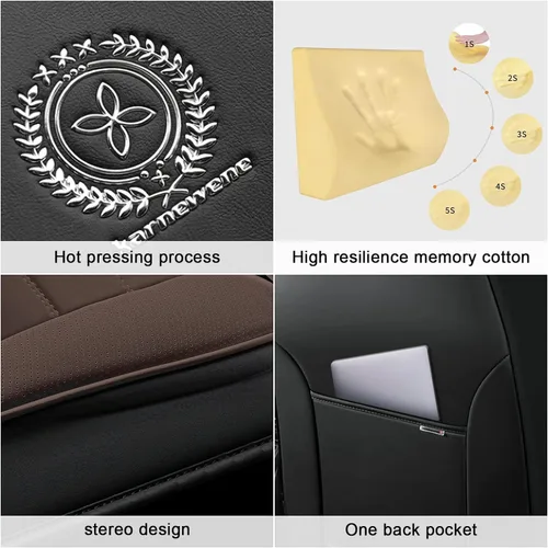 Vista 5 de Fundas de asiento para Chevrolet Chevy Aveo 2004-2011, funda de asiento de automóvil de piel sintética, compatible con bolsa de aire, protector