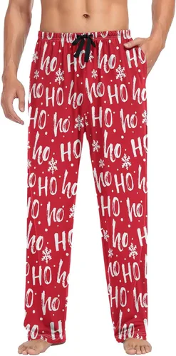 Vista 3 de Ollabaky Pantalones de pijama para hombre, pantalones de pijama con bolsillos, pantalones de pijama para hombre