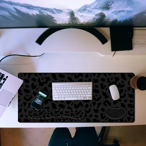 Vista 7 de Juego de 3 Alfombrillas Grandes para Mouse Gaming, Soporte para Reposamuñecas de Mouse y Teclado, Alfombrilla Extendida para Mouse de Laptop
