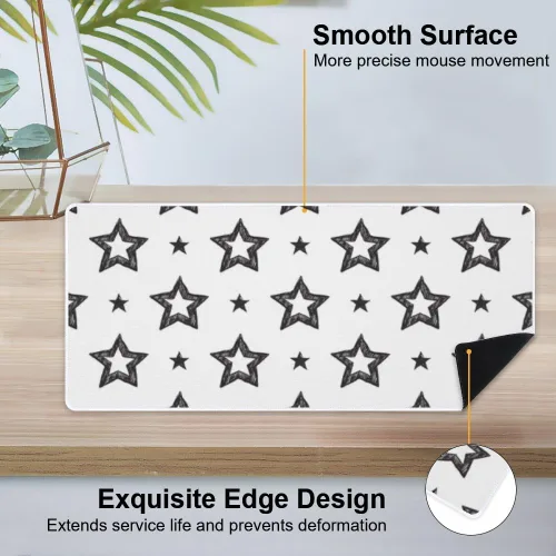 Vista 4 de Black Outline Stars Mouse Pad Large Gaming Desk Pad with Non- Slip Rubber Base Smooth Face Keyboard Desk for Keyboard and Mouse Gaming Accessories