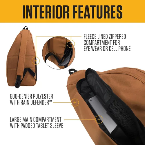 Vista 3 de Carhartt Bolso bandolera duradero, mochila cruzada con hebilla de liberación lateral, funda para tableta y correa ajustable, Greenstone