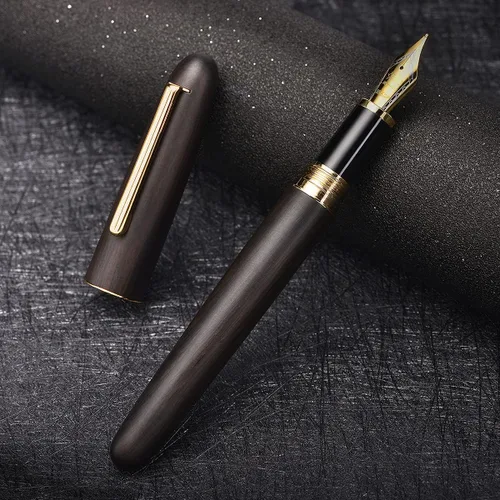 Vista 7 de Jinhao 9036 - Pluma estilográfica de madera natural hecha a mano, punta extrafina, ébano