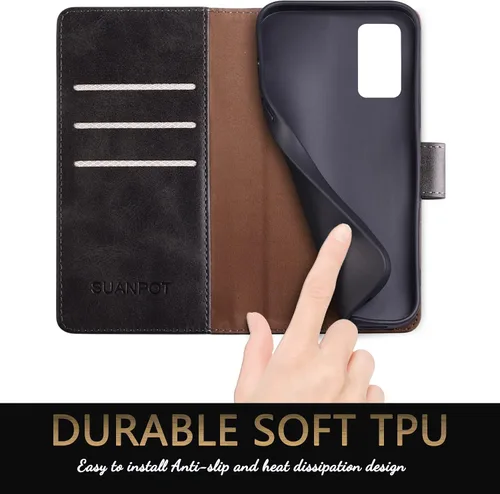 Vista 6 de SUANPOT Funda de piel tipo cartera para Samsung Galaxy Note 20 5G de 6.7 pulgadas con bloqueo RFID, tarjetero para tarjetas de crédito, funda
