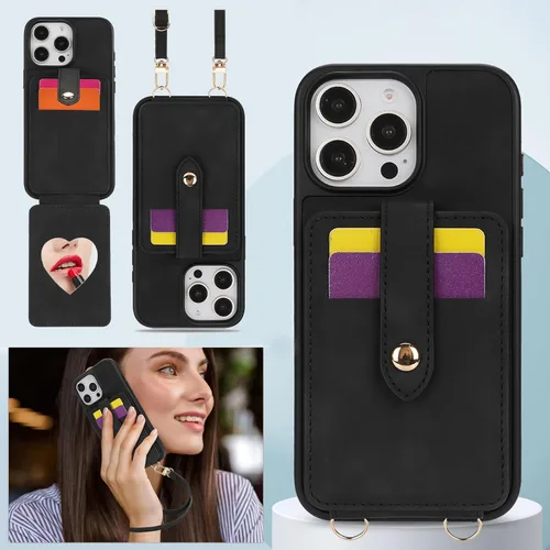 Vista 38 de Dteck Funda para iPhone 16 de 6.1 pulgadas 2024, funda de piel sintética con cierre de botón magnético, ranuras para tarjetas de crédito, función