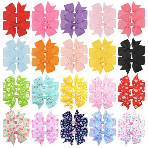 Vista 12 de Choicbaby Lazos para el cabello de 3 pulgadas para niñas, cinta de grogrén, accesorios para el cabello con lazo de clip de cocodrilo para niñas