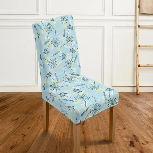 Vista 4 de HUGS IDEA Fundas elásticas para sillas de comedor con diente de león azul, fundas protectoras para sillas de cocina, lavables, para decoración