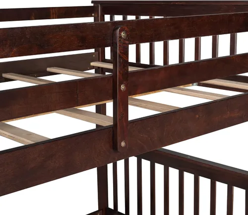 Vista 7 de Harper & Bright Designs Literas tamaño matrimonial con cajones de almacenamiento, base de litera desmontable de madera maciza sobre