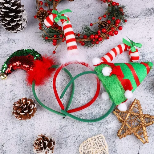 Vista 5 de URATOT Paquete de 8 diademas de aro de reno de Navidad para fiestas de Navidad, accesorios para fotos, cabinas para recuerdos