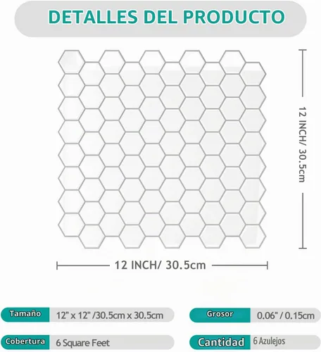 Vista 7 de VEELIKE Azulejos Hexagonales Blancos Despegar y Pegar para Salpicadero 6 Hojas Azulejos Adhesivos para Salpicadero de Cocina Azulejos de Pared