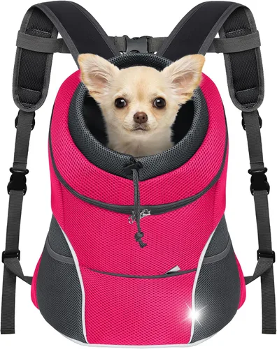 Vista 11 de YUDODO Mochila transportadora frontal para perro, ajustable y transpirable, transportadora para mascotas para perros pequeños, gatos, mochila