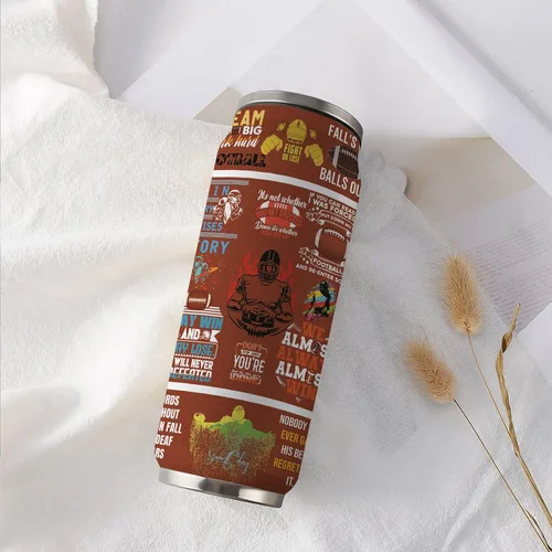 Vista 7 de Taza de viaje de fútbol con tapa, regalos para amantes del fútbol, vaso de acero inoxidable al vacío, taza de café, regalos para mujeres y hombres