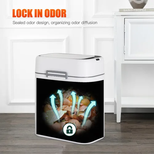Vista 10 de Bote de basura de 2.2 galones con tapa, bote de basura automático sin contacto, sensor de movimiento inteligente, pequeño para baño, dormitorio