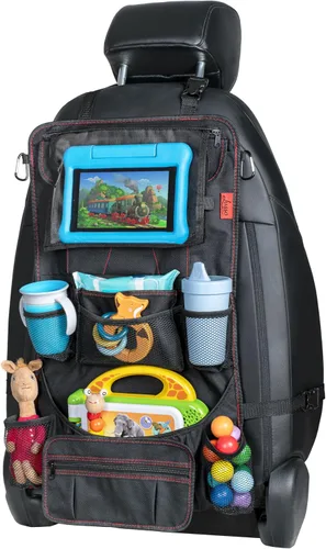 Vista 13 de Organizador para asiento trasero de coche Lusso Gear - Alfombrilla protectora contra los pies de los niños - 12 bolsillos grandes de almacenamiento