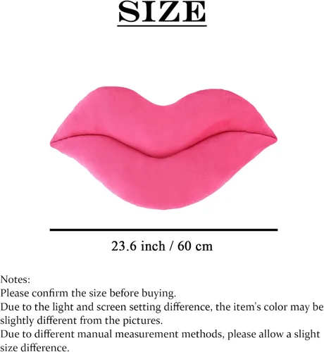 Vista 5 de zhidiloveyou - Almohada de labios de peluche rosa con cara sonriente, cojín de 23.6 pulgadas Almohada decorativa suave