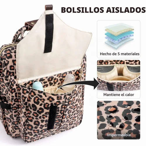 Vista 4 de LitBear Mochila para pañales, elegante y de gran capacidad, multifunción