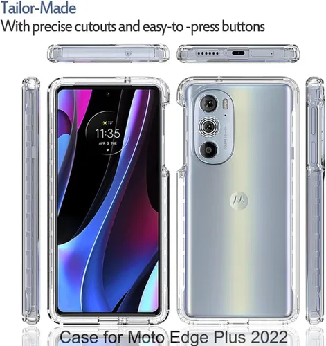 Vista 5 de Funda transparente compatible con Moto Edge + 2022/Edge 30 Pro/Edge X30 XT2201-1 con protector de pantalla de vidrio templado, bonita funda
