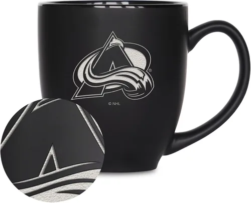 Vista 18 de Rico Industries NHL Hockey - Taza bistró de cerámica negra mate de 15 onzas