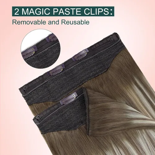 Vista 63 de Easyouth Extensión de cabello humano rubio con cola de caballo, extensiones de cabello humano rubio dorado con reflejos rubios, extensiones