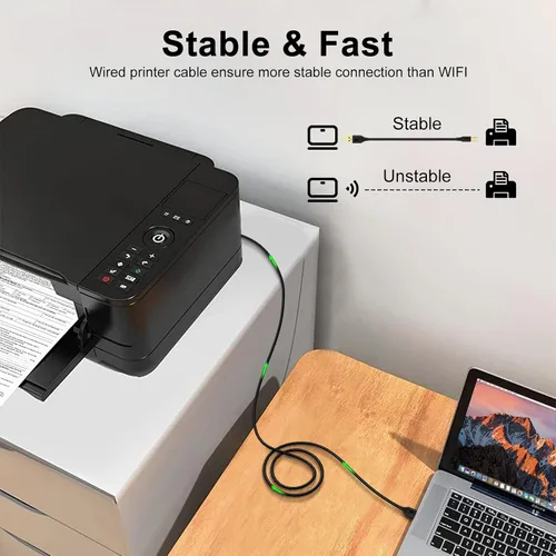 Vista 8 de Cable de impresora, paquete de 2 cables USB A a B de 6 pies, cable de impresora USB 2.0 tipo A a tipo B macho USB A a USB B de alta velocidad