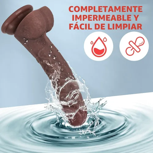 Vista 6 de Juguetes sexuales consolador de silicona realista, material seguro para estimulación del clítoris, la vagina y el ano con fuertes ventosas, juguetes
