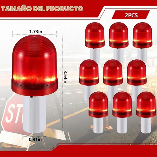 Vista 3 de VIHOSE 2 piezas de luces LED para conos de tráfico, cono de tráfico intermitente con 3 modos de parpadeo, luz de advertencia LED para conos