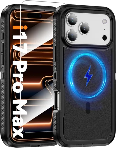 Vista 19 de Funda magnética para iPhone 13/iPhone 14 [compatible con Magsafe] [protector de pantalla de vidrio] [protección de grado militar de doble capa]