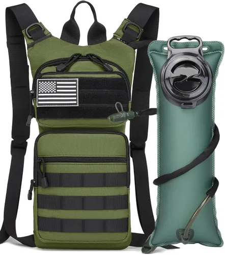 Vista 8 de Mochila de hidratación con aislamiento bolsa de agua con vejiga de 3 l de TPU, mochila táctica Molle de hidratación para senderismo, ciclismo, correr