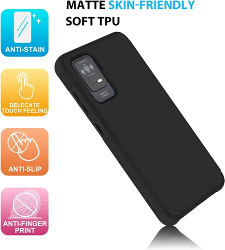 Vista 6 de TJS - Funda para teléfono compatible con TCL ION X, V, 40 Z, color negro