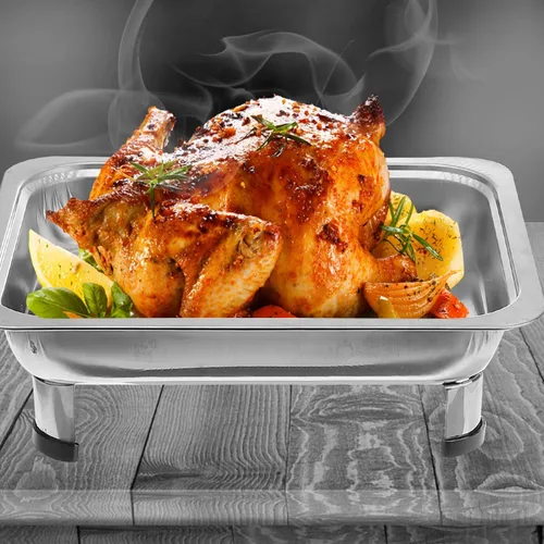 Vista 4 de DOITOOL Plato de acero inoxidable para bufé de cocina rectangular con tapas calentadores de alimentos para fiestas, buffets, catering, 13.0 in