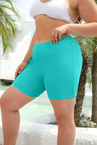 Vista 4 de ALove Pantalones cortos de natación para mujer, talla grande, pantalones cortos de cintura alta, pantalones cortos elásticos para traje de baño