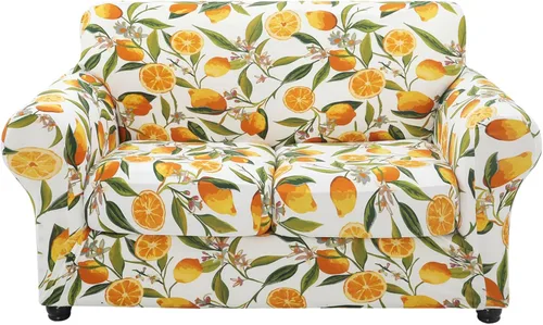 Vista 24 de hyha Funda para sofá, fundas para sofá biplaza, diseño floral, elásticas, estampadas, 3 piezas, fundas para sofá de 2 cojines separados, protector