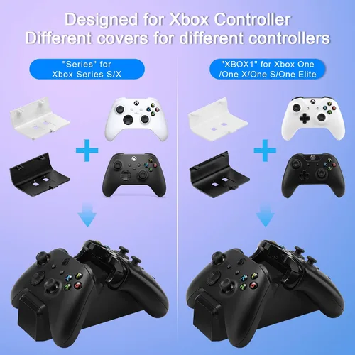 Vista 2 de KEKUCULL Estación de carga de doble base compatible con Xbox Series XS Xbox OneOne XOne S cargador eficiente de control Xbox con 2 paquetes