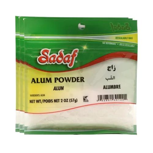Vista 2 de Sadaf Polvo de alumbre – Polvo granulado de aluminio – Alumbre en polvo – Kosher – Bolsa resellable de 2 oz