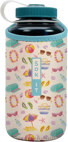 Vista 160 de Sok It BotlSok Funda para botella de agua con cubierta de neopreno aislante (Floral abstracto, se ajusta a CamelBak o Nalgene de 12 onzas)