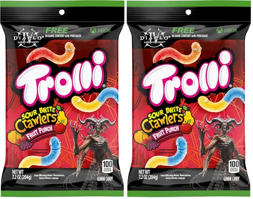 Vista 9 de Trolli Sour Brite Crawlers, caramelos, ponche de frutas, agridulce, gusanos gomosos, 7.2 onzas