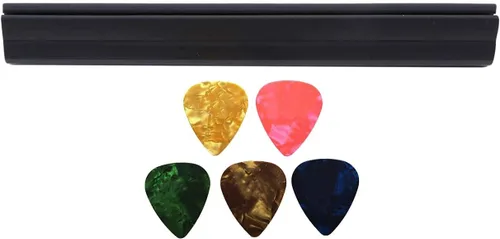 Vista 3 de Jiayouy Soporte de micrófono de 7.3 pulgadas para púas de guitarra de goma, clip de abrazadera con 5 púas