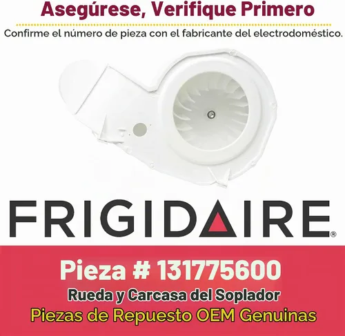 Vista 2 de Frigidaire 131775600 Rueda de soplador OEM genuina y conjunto de carcasa para secadores