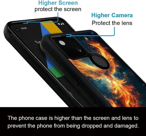 Vista 1672 de Compatible con Google Pixel 4A 5G Mobile Case Creative Acrylic Panel trasero Silicona Protección Grip especialmente diseñado para Google Pixel 4A 5G