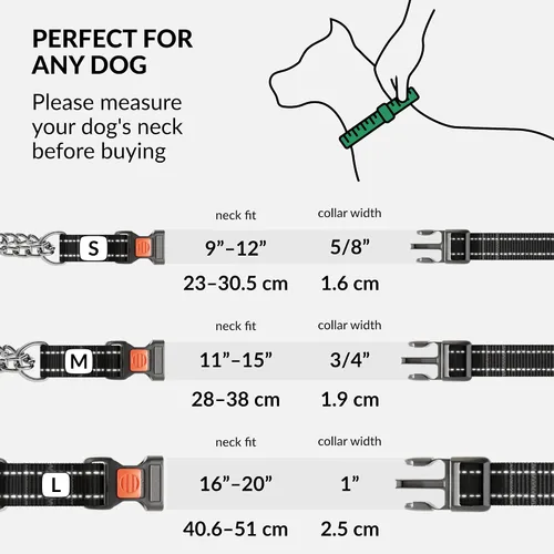 Vista 6 de CollarDirect Martingale - Collar para perro con cadena de acero inoxidable y hebilla de liberación rápida, collar reflectante para perros grandes