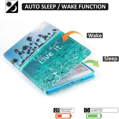 Vista 2 de Dteck Funda para iPad mini 5/4/3/2/1, elegante y ligera de cuero sintético tipo folio con cartera, funda inteligente