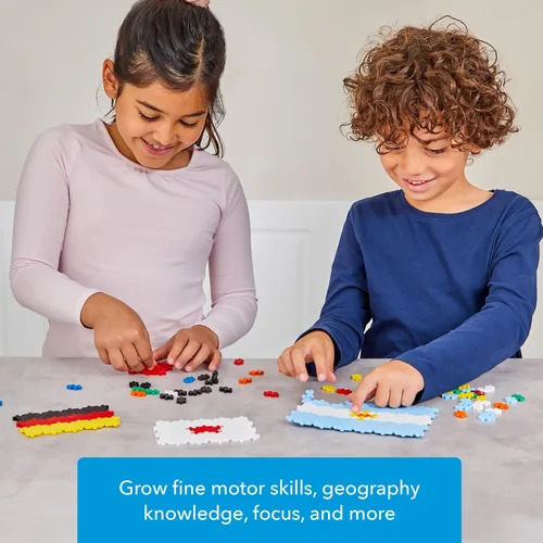 Vista 5 de Plus-Plus - Aprende a Construir - Banderas del Mundo - 500 Piezas, Juego de Construcción STEM/STEAM, Mini Bloques de Rompecabezas Interconectables