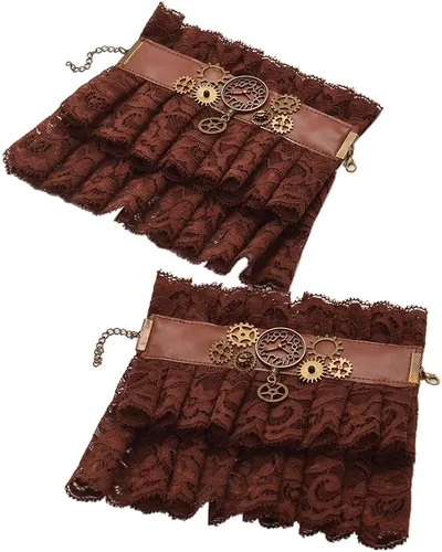 Vista 19 de BLESSUME - Brazalete Steampunk de encaje Negro 1 (1 pieza)